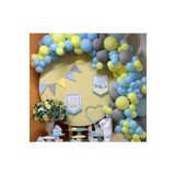 Pastel Mavi-Sarı- Gri Balon 60 Adet + 5 Mt. Balon Zinciri