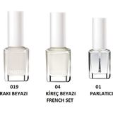 Pastel Oje French Set 01 Parlatıcı+04 Kireç Beyazı+19 Rakı Beyazı
