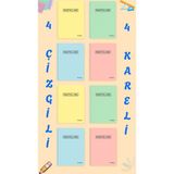 Pastel Renk (8'li Paket) A4 96 Yaprak 4 Kareli + 4 Çizgili Plastik Kapak Defter Seti