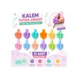 Pastel Renk Kalem Tutma Aparatı 12 Adet Ergonomik Silikon Kalem Tutucu Yazı Düzeltici Çocuk Ve Öğrenci İçin Çok Renkli