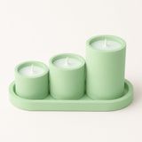 Pastel Renkli 3’lü Dekoratif Kokulu Mum Seti – Modern Tasarım Ev & Ofis Dekoru, Hediye Seçeneği - Mint Yeşili