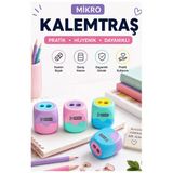 Pastel Renkli Küp Kalemtraş 4 Adet Mikro Mk-2023 Hazneli Çift Bıçaklı Kalem Açacağı Plastik Kalemtıraş Kalem Traş Okul