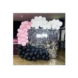 Pastel Siyah Beyaz Pembe Balon Zinciri 70 Adet+ 5 mt balon zinciri