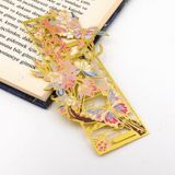 Pastel Tonlu Çiçekler Ve Kelebekler Altın Rengi Metal Kitap Ayracı Ayraç Ay108