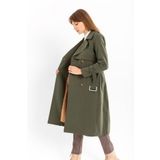 PASTELASTORE %100 Pamuk Gabardin Uzun (110CM) Astarlı Kemerli Kadın Trençkot 1111