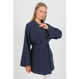 PASTELASTORE %100 Pamuk Keten Cepli Kemerli Yazlık Kadın Kimono 1166 - Nefes Alan Doğal Kumaş