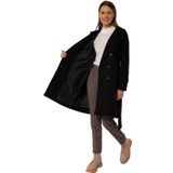 PASTELASTORE Kadın Pamuk Gabardin Midi Kruvaze Trençkot (XL (42), Siyah)