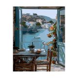 Pastelya Sayılarla Boyama Seti Çerçeveli Kasnaklı Büyüleyici Balkon 40x50
