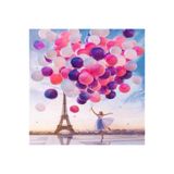 Pastelya Sayılarla Boyama Seti Çerçeveli Kasnaklı Eyfel Kulesi, Kadın Ve Romantik Balonlar 40x50 cm