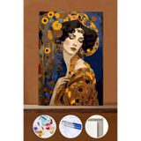 Pastelya Sayılarla Boyama Seti Çerçeveli Kasnaklı Gustav Klimt Kadın 40 x 50 cm