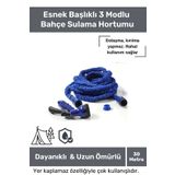 Pastimore Dayanıklı Kırılmaz 3 Modlu Uzayan Bahçe Sulama Araç Yıkama Hortumu 30 Metre Mavi