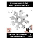 Pastimore Paslanmaz Çelik Çok Fonksiyonlu Alyan Tornavida Takımı Kar Tanesi Anahtarlık Konserve Açıcı