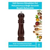 Pastimore Premium Seri Şık Kullanışlı Mutfak Yemek Kahverengi Ahşap Tuz Karabiber Baharat Değirmen 20 cm