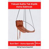 Pastimore Yeni Nesil Büyük Boy Yüksek Kalite Suni Deri Asma Aparatlı Siyah Hamak Tek Kişilik Asma Salıncak - Kahverengi