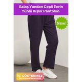 Pastimore Yeni Sezon Terletmez Rahat Kalıp Beli Lastikli Bol Paça Salaş Yandan Cepli Ecrin Yünlü Pantolon
