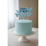 Pastry Planet Pasta Üstü Happy Birhtday & Kelebek Süs Seti Mavi - 24 Adet