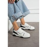 Pasyone Kadın Düz Tabanlı Beyaz - Siyah Sneaker Spor Ayakkabı Şık ve Modern Tasarım