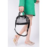 pasyone Siyah Rugan Mini Kadın Çanta El ve Omuz Askılı