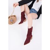 Pasyone Taba Kadın Şık Günlük Çizme - Bordo