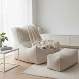 Patara Home 2'li Velvet Model Armut Koltuk& Kaymaz Taban Koltuk % Oyuncu Koltuğu - Krem
