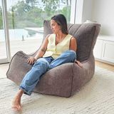 Patara Home Lüx Velvet Puff Armut Koltuk Gri Renkli Keten Malzeme ile Modern Tasarım 100 cm Sırt Yüksekliği
