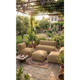 Patara Home Velvet Serisi Armut Bahçe Mobilyası, Balkon Takımı Su Geçirmez Kumaş 2+1+1 + Puf - Bej