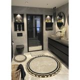 Patara, Kaymaz, Organik Pamuk Taban Yuvarlak Banyo Halısı-100X100 - 60X60 - 40X60 Cm (3'Lü Set) Çok Renkli