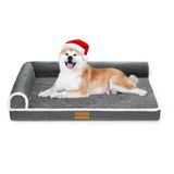 Patas Lague Orta Köpekler için Ortopedik Köpek Yatağı, 36 x 24 inç, Su Geçirmez Rahat L Şekilli Orta Köpek Kanepesi, Çıkarılabilir Yıkanabilir Kılıflı, Kaymaz Yumuşak Sıcak Evcil Hayvan Yatağı Uyku