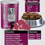 Pate Içinde Et Parçacıklı Dana Etli Yetişkin Köpek Konserve Yaş Mama 395 gr X 12 Adet