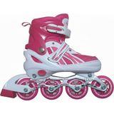 Paten Işıklı Ayarlanabilir Çocuk Alıştırma Pateni 2 Fonksiyon Dizlik Dirseklik Bileklik Koruyucu Set - Pembe - 34 - 37