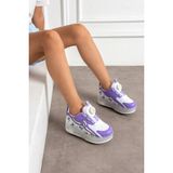 Patenli Işıklı Spor Ayakkabı Tekerekli Ayakkabı Paten Kaykay - Mor - 32