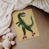 Patenli Sevimli Dinozor Çocuk Odası Duvar Posteri Çerçeveli Tablo Duvar Dekorasyonu - 30 x 40 - Çerçevesiz Poster