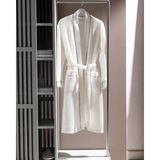 Pathier %100 Pamuk Kimono Unisex Bornoz - Beyaz/gri - L - XL - Gri - Beyaz