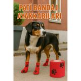 Pati Bandajı Ayakkabı Köpek Ve Kedi İçin Tüy Dostu Su Geçirmez Kendinden Yapışan Bandaj gul-kirmizisi
