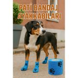 Pati Bandajı Ayakkabı Köpek Ve Kedi İçin Tüy Dostu Su Geçirmez Kendinden Yapışan Bandaj mavi