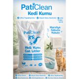 Pati Clean 20 Lt Marsilya Sabun Kokulu İnce Taneli Süper Topaklanan Beyaz Bentonit Kedi Kumu Organik Kedi Kumu
