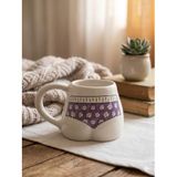 Pati Desen Bikinili El Yapımı Beyaz Parlak Popo Kupa - El İşçiliği Hediyelik Kupa Bardak Mug