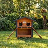 Pati Emlak 2 Yuvalı Mamalıklı Kedi Evi - Ahşap Rengi