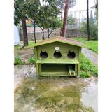 Pati Emlak 3'Lü Mamalıklı Ahşap Kedi Evi (Dış Mekan) - Yeşil