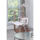 Pati Homes Bej Renkli Katlı Kedi Tırmalama Evi 118 cm Ahşap Malzeme ile Tasarlanmış