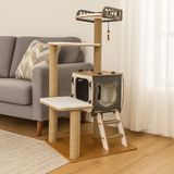 Pati Homes Patihomes Katlı Kedi Tırmalama Evi Gri Renkli Ahşap ve Jüt Malzeme ile 55x65x118 cm Boyutlarında