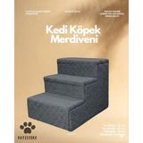 Pati Store Gri Kedi Köpek Basamağı - Eklem Dostu Yatak Koltuk Çıkma Merdiveni - %100 Wellsoft Kumaş - Antrasit