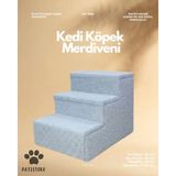 Pati Store Gri Kedi Köpek Basamağı - Eklem Dostu Yatak Koltuk Çıkma Merdiveni - %100 Wellsoft Kumaş
