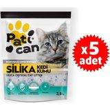 Patican Silika Kristal Kedi Kumu 3.8 lt Kokusuz Topaklanmayan 5 Adet Kalın Tane Şekli