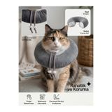 Patiderm Elizabeth Yakalık Yumuşak Ayarlanabilir Kedi Köpek Koruyucu Boyunluk, Gri, M Beden