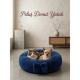Patiderm Pelüş Simit Kedi Köpek Yatağı - Mavi