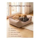Patiderm Plus Silinebilir Kedi Köpek Yatağı, Koltuk Kumaşı, Çıkartılabilir Minder, Bej, Medium (45x60cm)