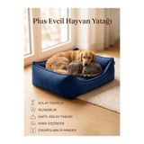 Patiderm Plus Silinebilir Kedi Köpek Yatağı, Koltuk Kumaşı, Çıkartılabilir Minder, Mavi, Small (35x50cm)