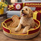 Pati_Gol Fanatik Taraftar Ruhlu Köpek Yatağı Ve Pedi (Sarı Kırmızı, Medium)