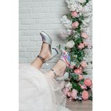 Patik Ayakkabı Ünicorn Topuklu Ayakkabı - Açık Pembe - Gümüş